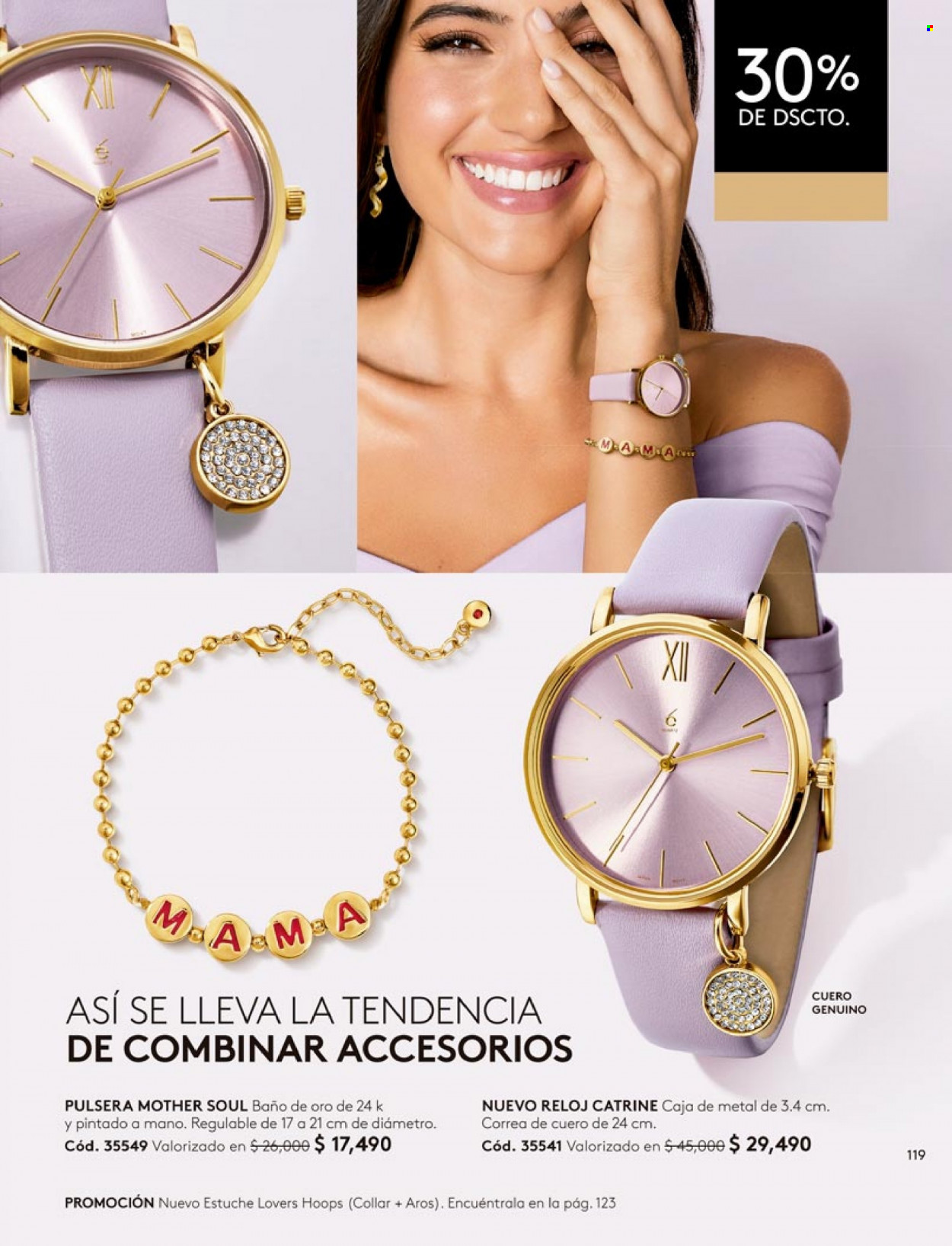 Catálogo Ésika - Ventas - collar, pulsera, reloj. Página 119.
