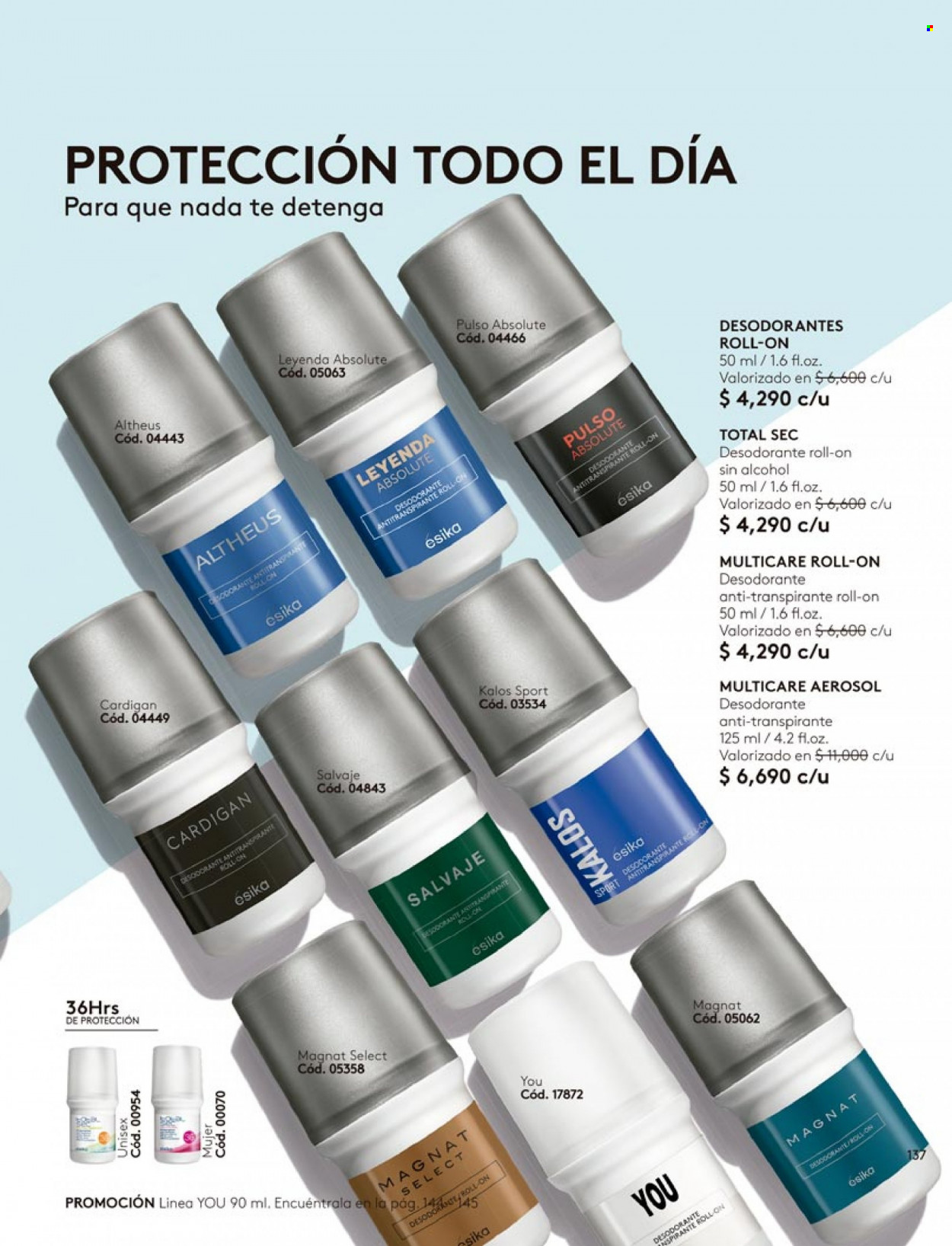 Catálogo Ésika - Ventas - desodorante de bola, desodorante, aerosol, antitranspirante. Página 137.