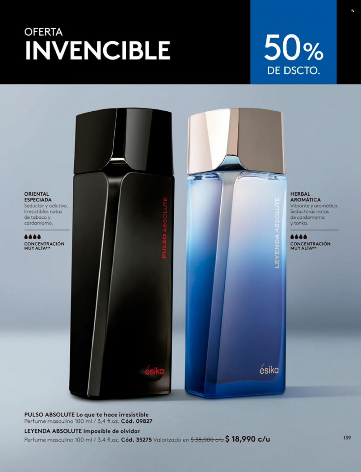Catálogo Ésika - Ventas - perfume. Página 139.