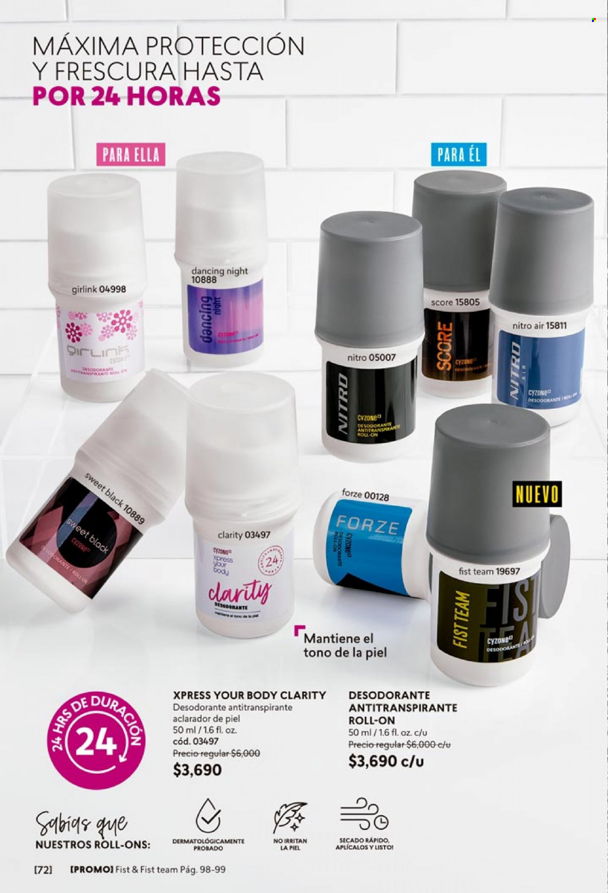 Catálogo Cyzone - Ventas - desodorante, antitranspirante. Página 72.