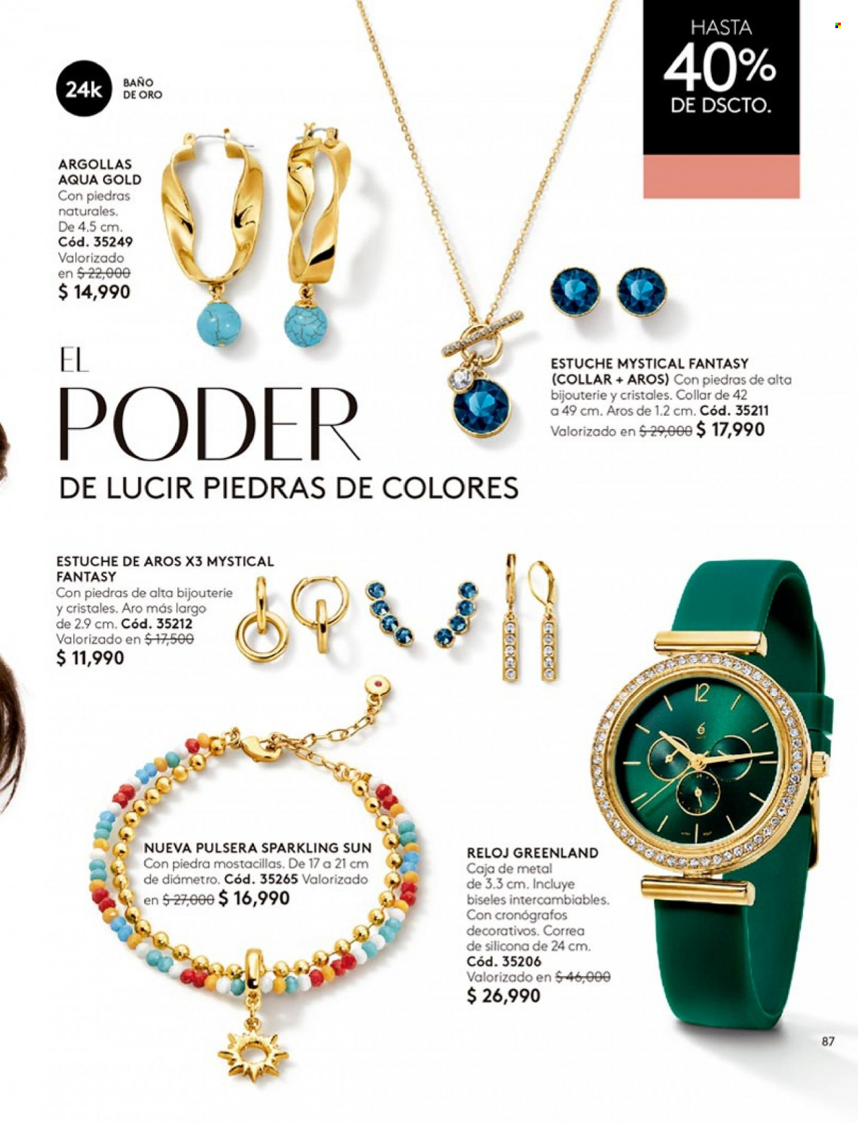 Catálogo Ésika - Ventas - collar, pulsera, reloj. Página 87.