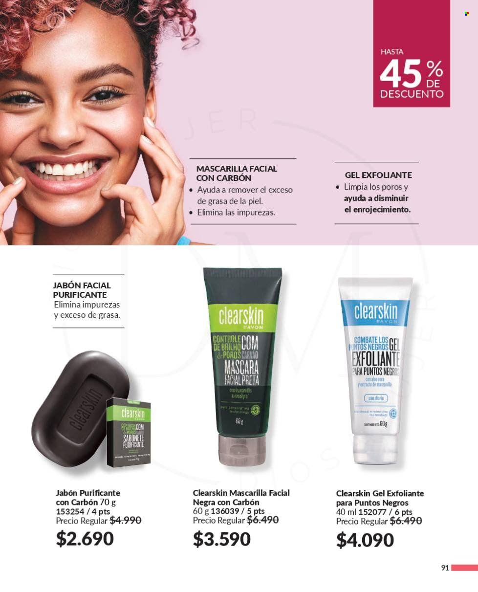 thumbnail - Catálogo Avon - Ventas - jabón, limpiadora facial, gel exfoliante, máscara facial. Página 89.