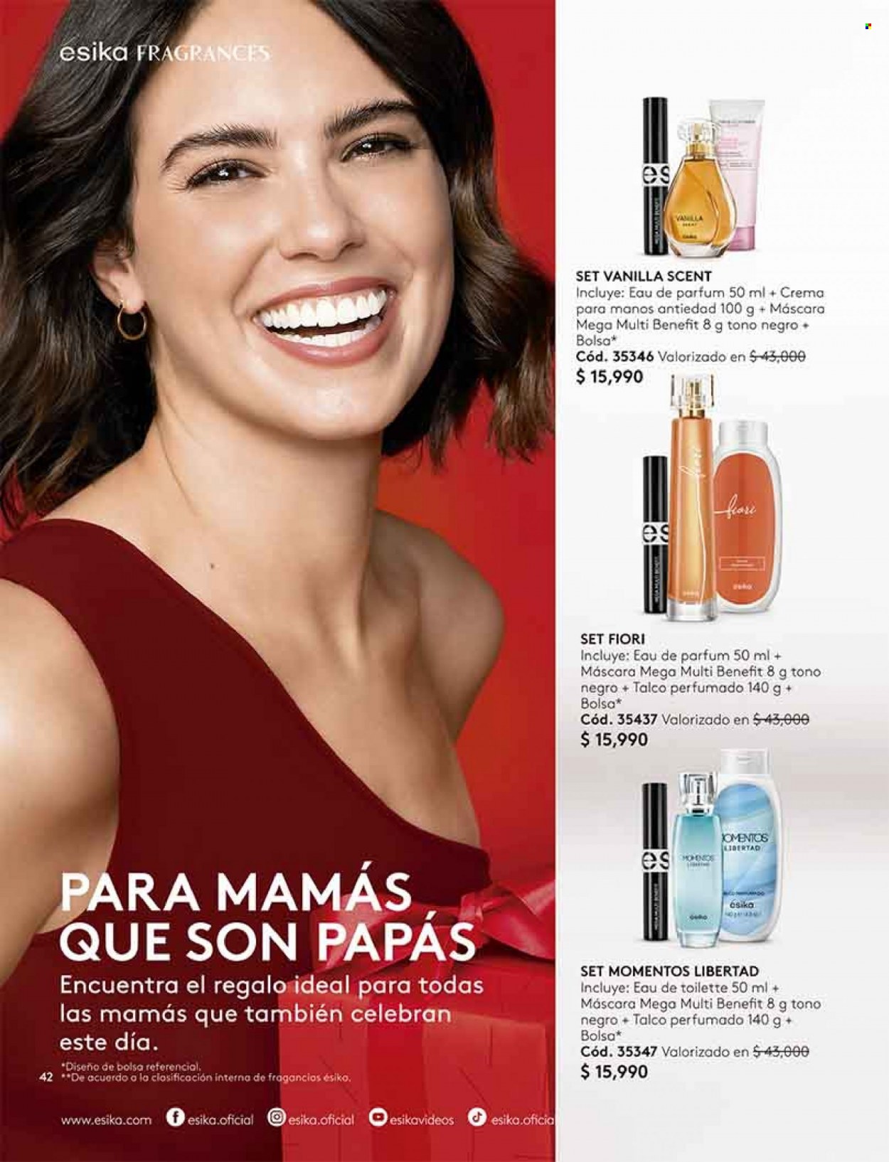 Catálogo Ésika - Ventas - máscara de pestañas, crema, perfume, eau de toilette, crema de manos. Página 42.