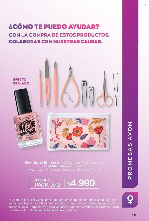 Catálogo Avon - Ventas - kit de manicura, esmalte para uñas. Página 103.