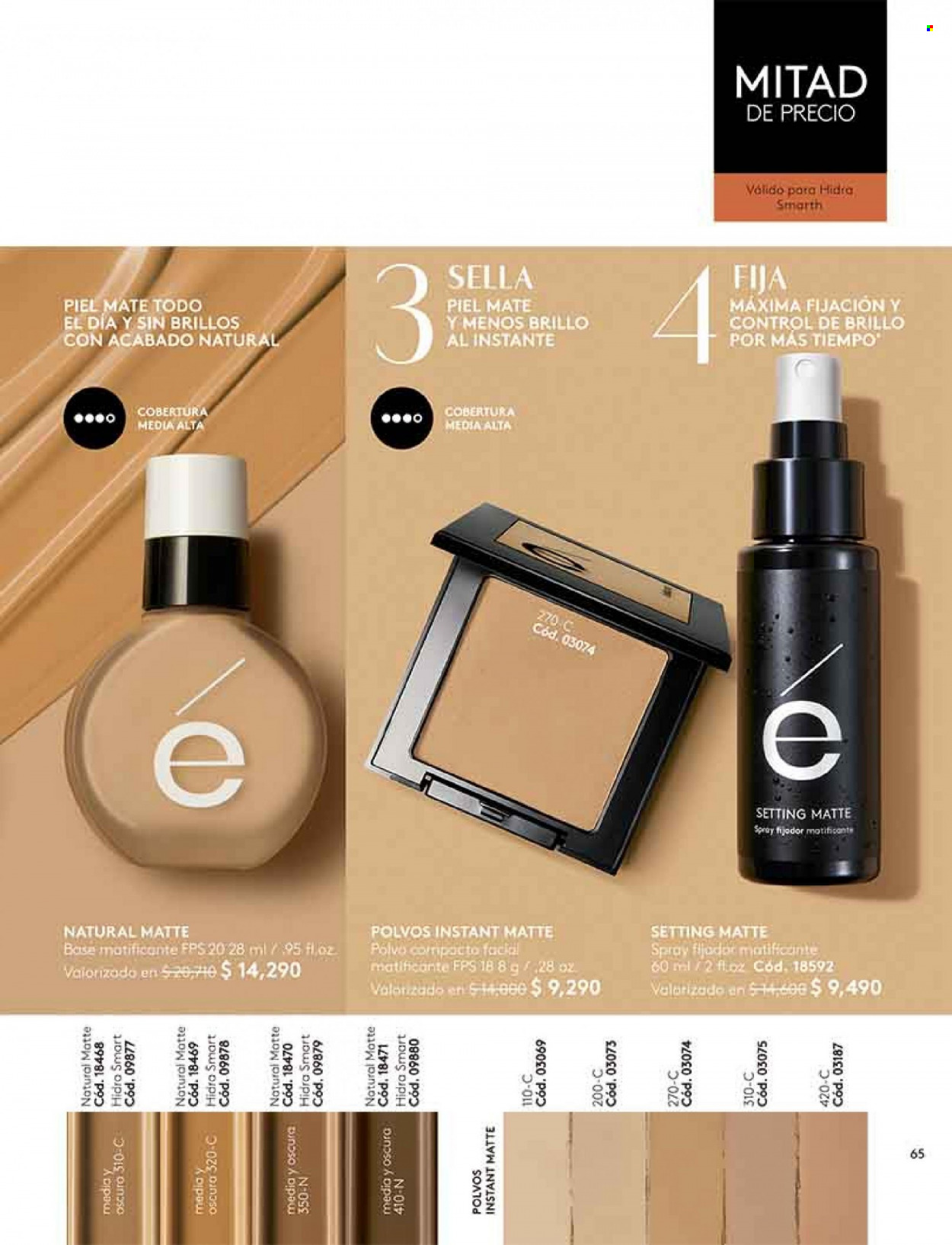 Catálogo Ésika - Ventas - polvo compacto, base de maquillaje. Página 65.