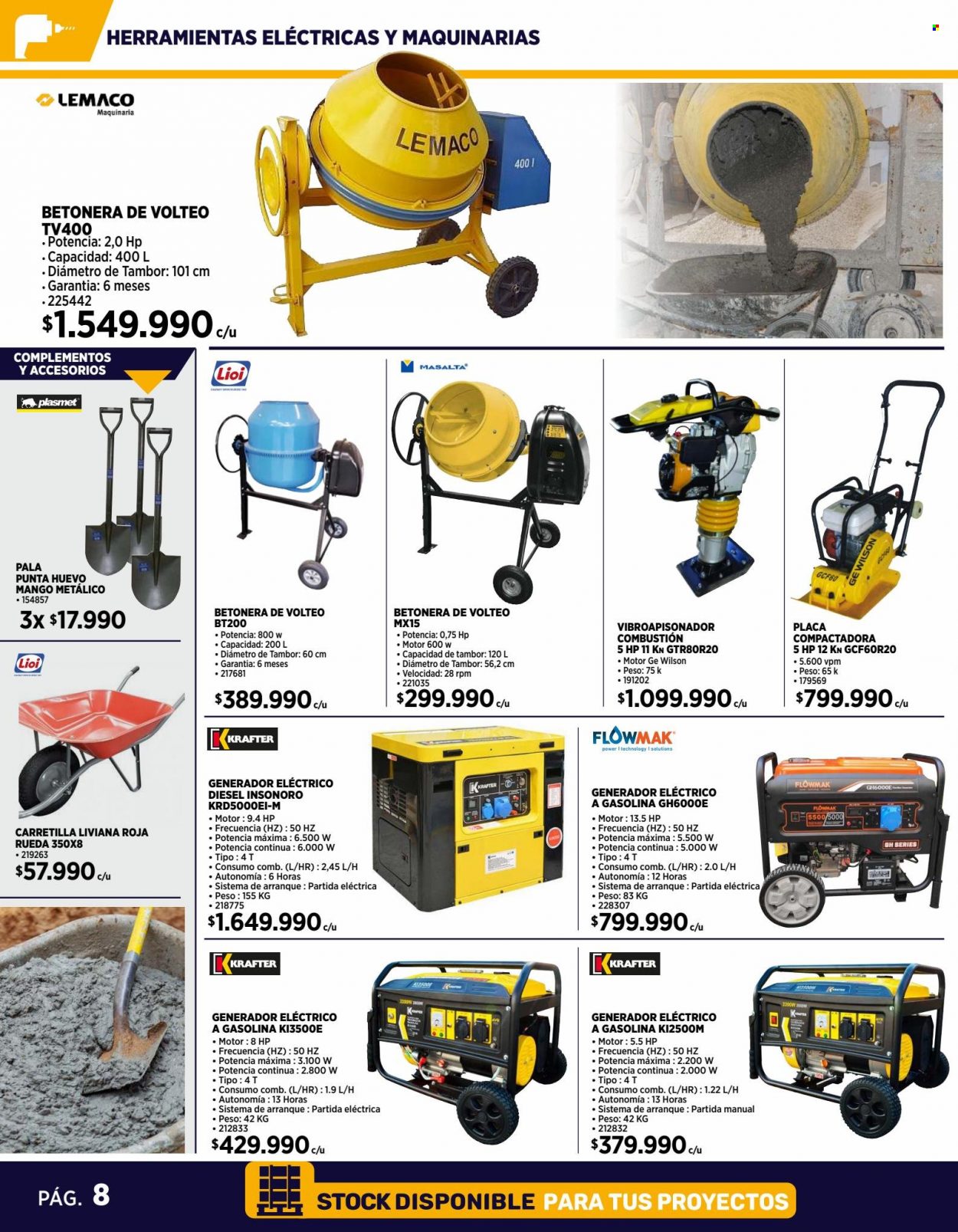 Catálogo Construmart - 06.03.2023 - 26.03.2023 - Ventas - herramientas eléctricas, pala, generador, generador de gasolina, set de herramientas. Página 8.