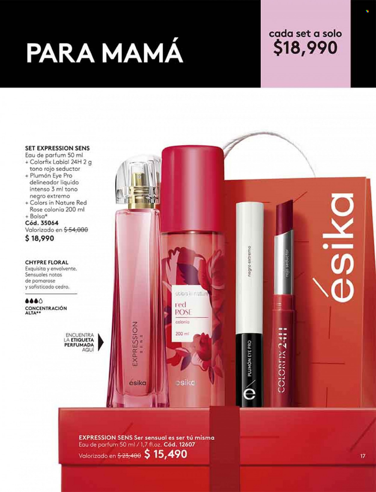 Catálogo Ésika - Ventas - delineador, labial, perfume. Página 17.